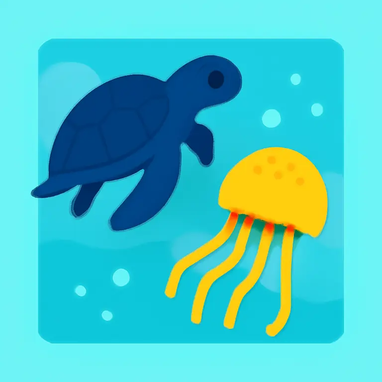 Ocean Creatures and Actions - puzzle cover