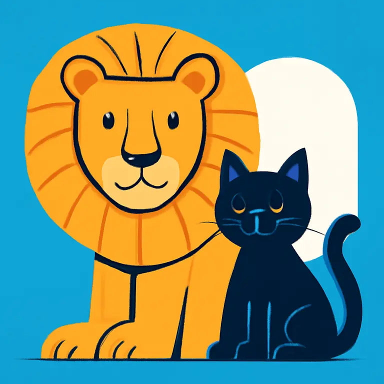 Leones y Gato - portada del puzzle