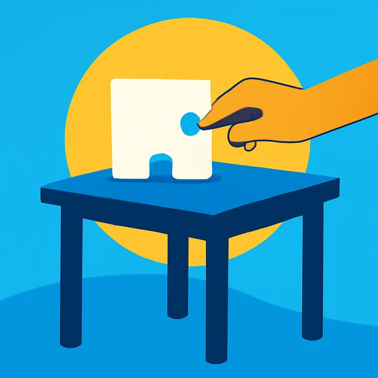 Mesa en acción - portada del puzzle