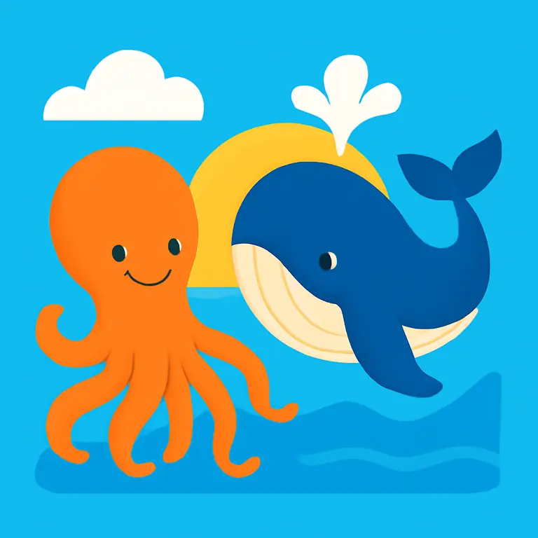 Осьминог и Кит - обложка пазла