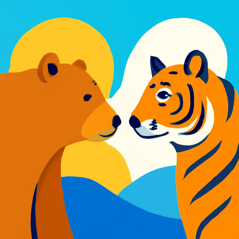 Медведь и тигр - обложка пазла