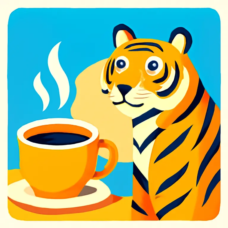 Кофе и Тигр - обложка пазла
