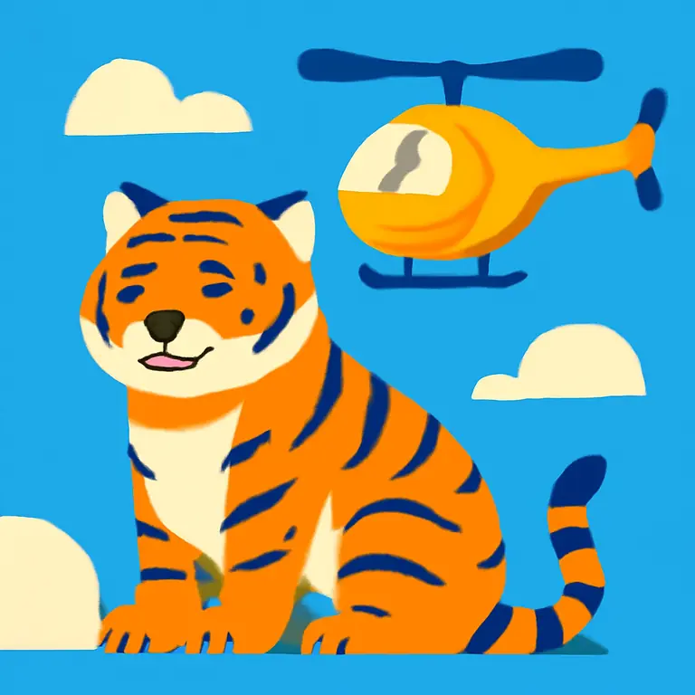 Тигр и вертолет - обложка пазла